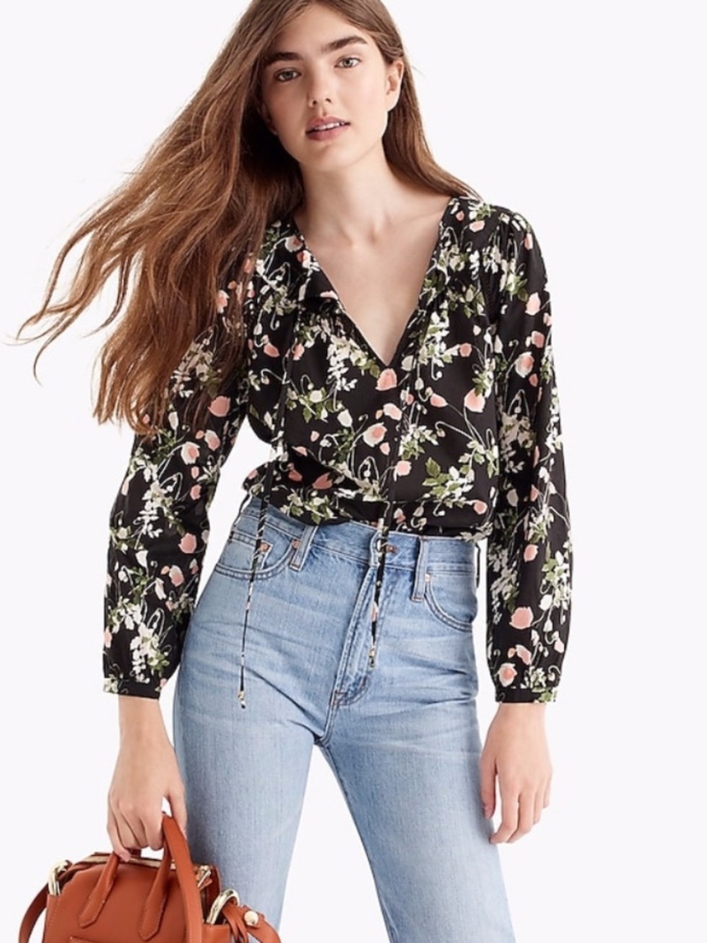 J. Crew Liberty Peasant Top blousevin Liberty Poppy Dream